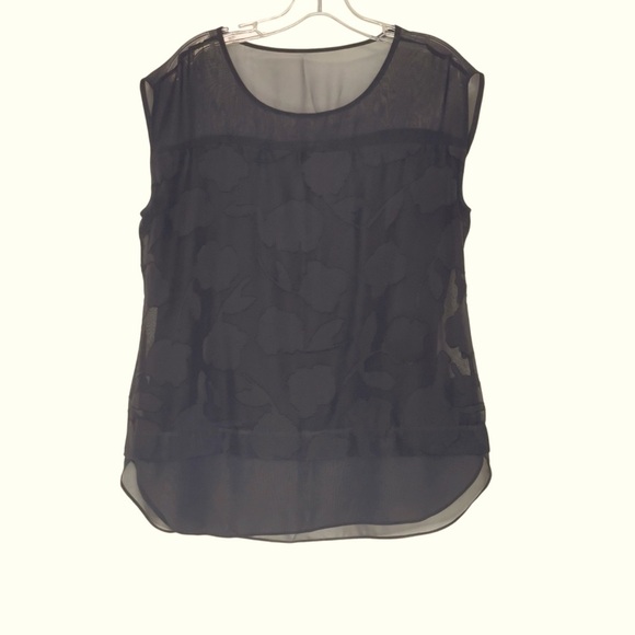 Ann Taylor Black Sheer Blouse sleeveless top size M - Picture 1 of 8